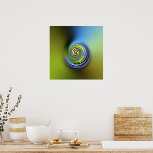 Blauer Swirl Poster (Küche)