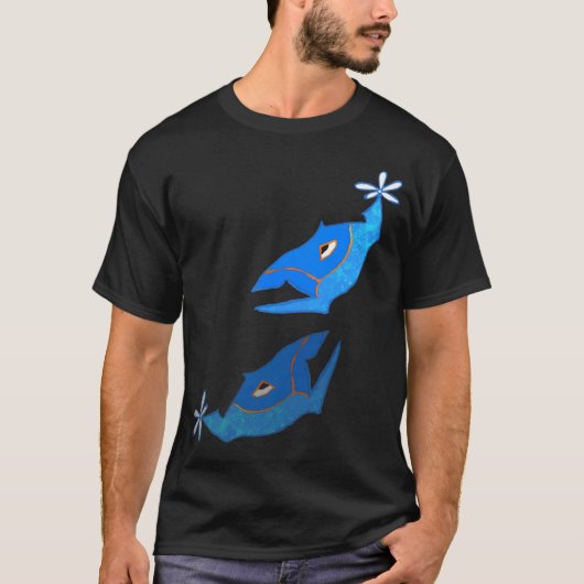 blauer symmetrischer Fisch T-Shirt (Vorderseite)