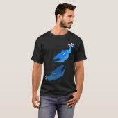 blauer symmetrischer Fisch T-Shirt (Vorne ganz)