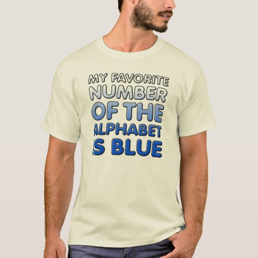Blauer T - Shirt Alphabet Funny (Vorderseite)