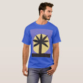 Blauer T - Shirt mit Palmenbaum und Vollmond (Vorne ganz)