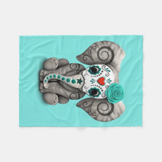 Blauer Tag des toten Elefanten Fleecedecke (Vorderseite (Horizontal))