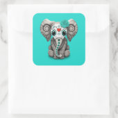 Blauer Tag des toten Elefanten Quadratischer Aufkleber (Tasche)