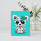 Blauer Tag des toten sauren Schädelbären Postkarte (Stehend Vorderseite)