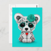 Blauer Tag des toten sauren Schädelbären Postkarte (Vorne/Hinten)