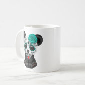 Blauer Tag des toten Zuckerschädel-Panda-Bären Kaffeetasse (Vorderseite Links)