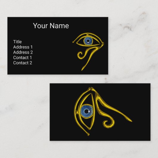 BLAUER TALISMAN, GOLD HORUS AUGE Göttlichkeit Schw Visitenkarte (Vorne/Hinten)
