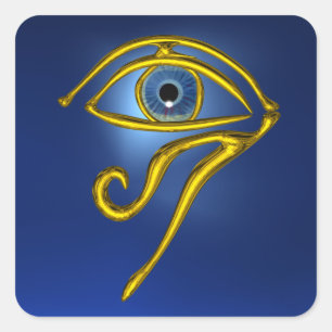 BLAUER TALISMAN, GOLD HORUS AUGE QUADRATISCHER AUFKLEBER