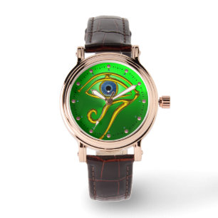 BLAUER TALISMAN, GOLD HORUS EYE Emerald Green Armbanduhr
