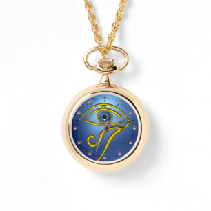 BLAUER TALISMAN, GOLD HORUS EYE Saphire Armbanduhr