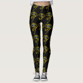 BLAUER TALISMAN, HORUS EYE Gold Schwarzes Muster Leggings (Vorderseite)