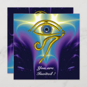 BLAUER TALISMAN, Horus Eye, weiße Lila Fraktal Einladung (Vorne/Hinten)