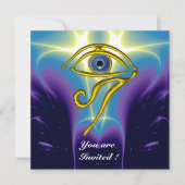 BLAUER TALISMAN, Horus Eye, weiße Lila Fraktal Einladung (Vorderseite)