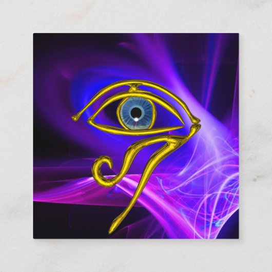 BLAUER TALISMAN, HORUSAUGEN, LILA LICHTWELLEN PINK QUADRATISCHE VISITENKARTE (Rückseite)