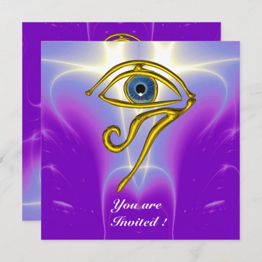 BLAUER TALISMAN, weiß lila Einladung (Vorne/Hinten)