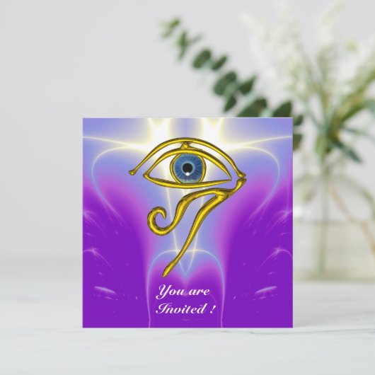 BLAUER TALISMAN, weiß lila Einladung (Stehend Vorderseite)