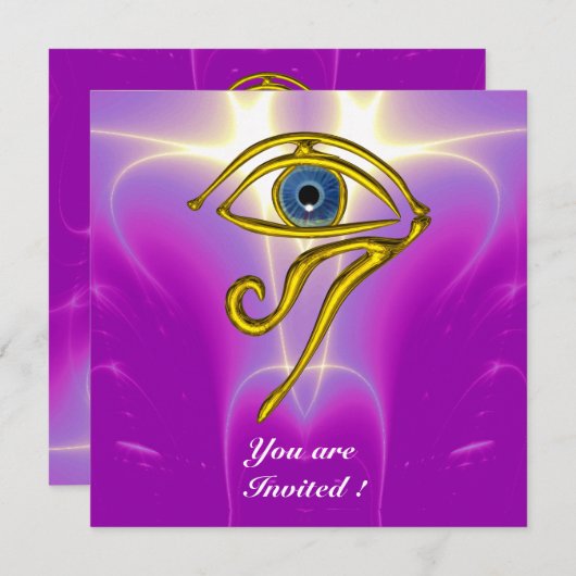 BLAUER TALISMAN, weißer lila rosa violett Einladung (Vorne/Hinten)