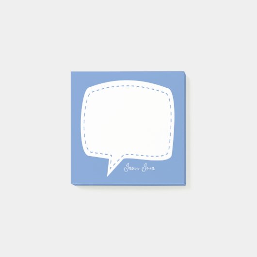 Blauer Talk Blase Personalisiert Name Sprechblase Post-it Klebezettel (Vorderseite)