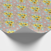 Blauer, Tan und Gelbe Sonnenblumen Geschenkpapier (Ecke)
