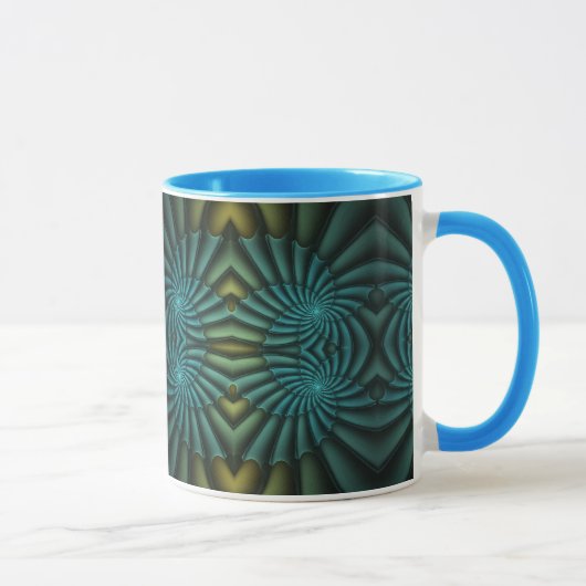 Blauer Tango-Bright Abstrakter Spiral Tasse (Rechts)