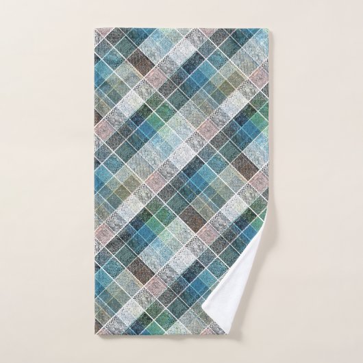 Blauer Tartan. Badhandtuch Set (Handtuch)