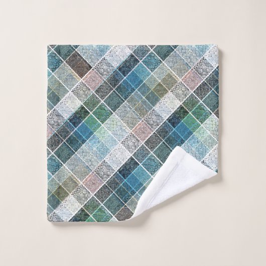 Blauer Tartan. Badhandtuch Set (Waschlappen)