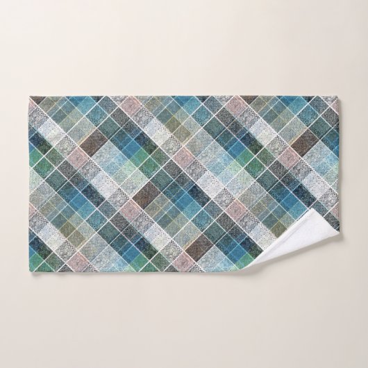 Blauer Tartan. Badhandtuch Set (Handtuch)