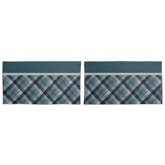 Blauer Tartan Pillowcase Kissenbezug (Vorderseite-Set)