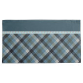 Blauer Tartan Pillowcase Kissenbezug (Vorderseite-Rechts)