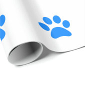 Blauer Tatzen-Druck Geschenkpapier (Rolleneckpunkt)