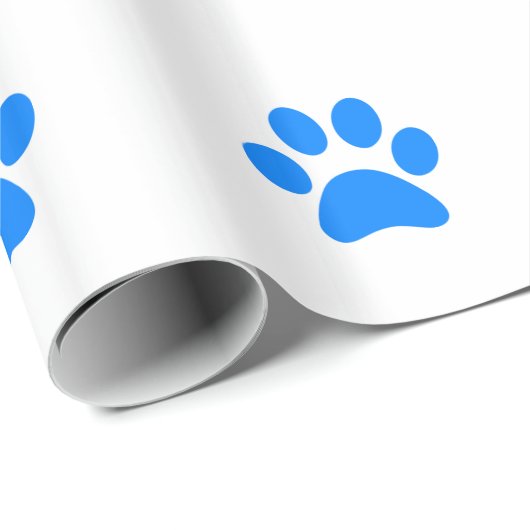 Blauer Tatzen-Druck Geschenkpapier (Rolleneckpunkt)