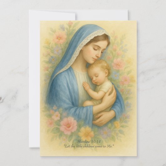 Blauer Taufe Blauer Mutter und Kind Bläschen Einladung (Rückseite)