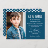 Blauer Taufe des Saint-Child-Fotos Einladung (Vorne/Hinten)