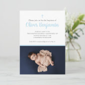 Blauer Taufe Einladung (Stehend Vorderseite)