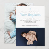 Blauer Taufe Einladung (Vorne/Hinten)