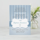 Blauer Taufe Religiöse Einladung (Stehend Vorderseite)