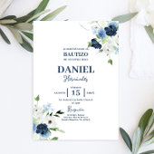 Blauer Taufen Boy Spanische Einladung