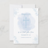 Blauer Taufen - Klassisch und elegant RSVP Karte (Vorderseite)