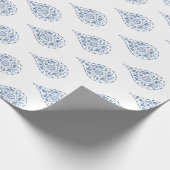 Blauer Teardrop Paisley Geschenkpapier (Ecke)