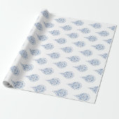 Blauer Teardrop Paisley Geschenkpapier (Ungerollt)