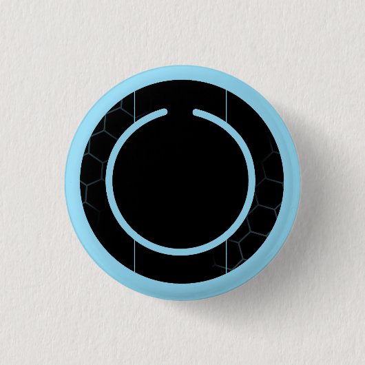 Blauer Techno Knopf Button (Vorderseite)