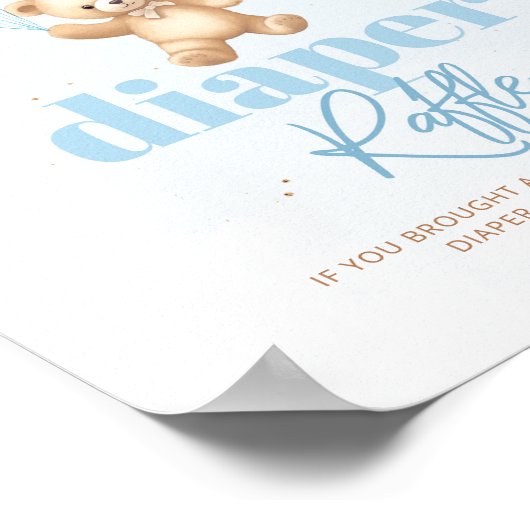 Blauer Teddy Bärenballons Windelraffinerie Poster (Ecke)