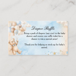 Blauer Teddybär Baby Shower Windel-Raffle-Ticket Begleitkarte