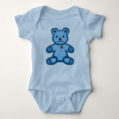 Blauer Teddybär Baby Strampler (Vorderseite)