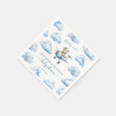 Blauer Teddybär Babydusche Serviette (Ecke)