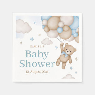 Blauer Teddybär-Ballon Kaum warten Baby-Party Serviette