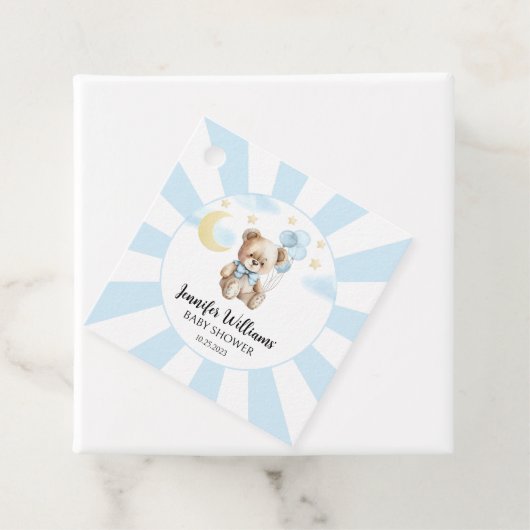 Blauer Teddybär Ballons Baby Junge Dusche Anhänger (Beispiel)