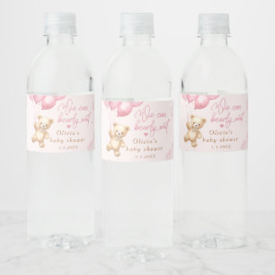 Blauer Teddybär Dusche wir können warten Wasserflaschenetikett