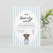 Blauer Teddybär Einladung (Stehend Vorderseite)