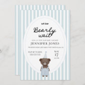 Blauer Teddybär Einladung (Vorne/Hinten)